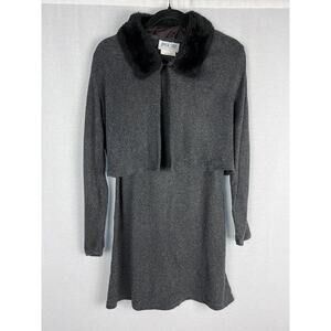 Vintage Y2K Byer Too Matching Set Fur Trim Cardigan Dress French Girl Old Money
